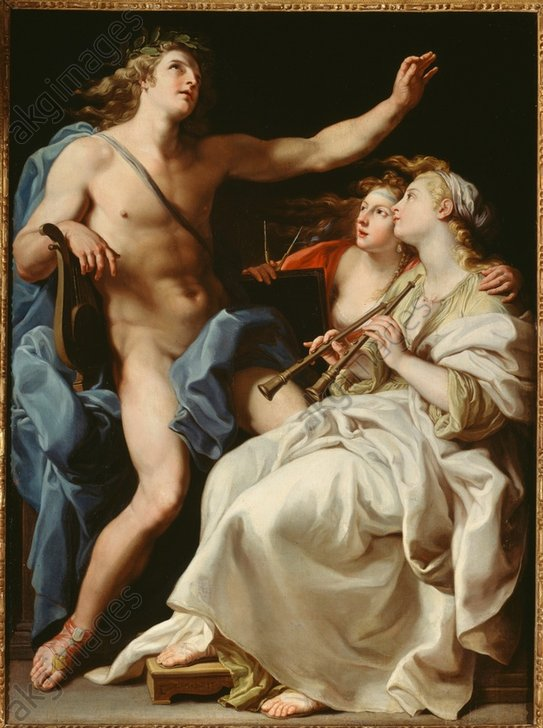 Batoni, Pompeo, Apollon avec les muses de la Musique et de la Poésie métrique (1760), Paris, Musée du Louvre.