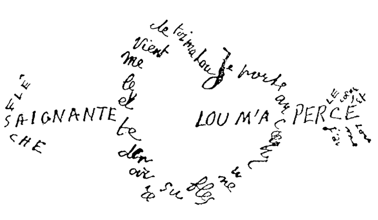 Guillaume Apollinaire, Saignante Flèche, Calligrammme